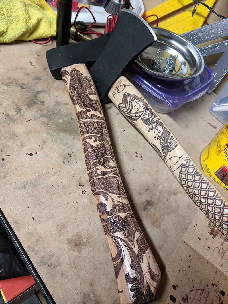 Laser Engraved Axe Handles | ZTH Design | Zach Hallum Design
